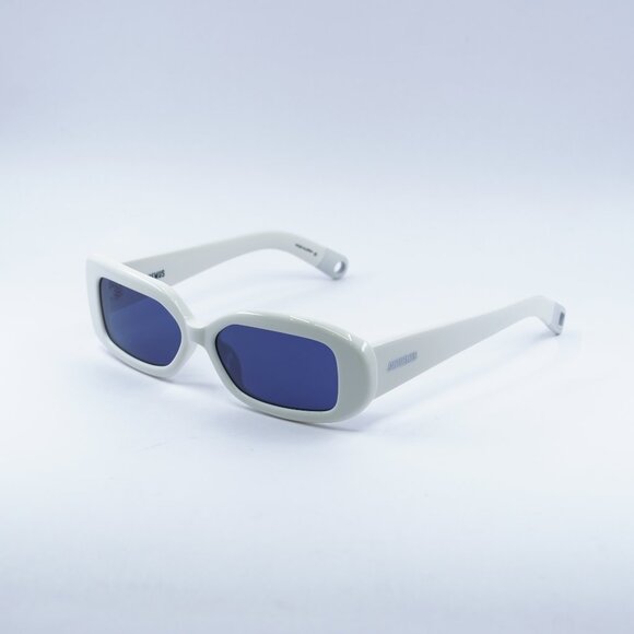 Jacquemus ROND CARRE JAC/11 C2 Sunglasses White Rectangle Frame, Blue Lenses - Picture 1 of 11